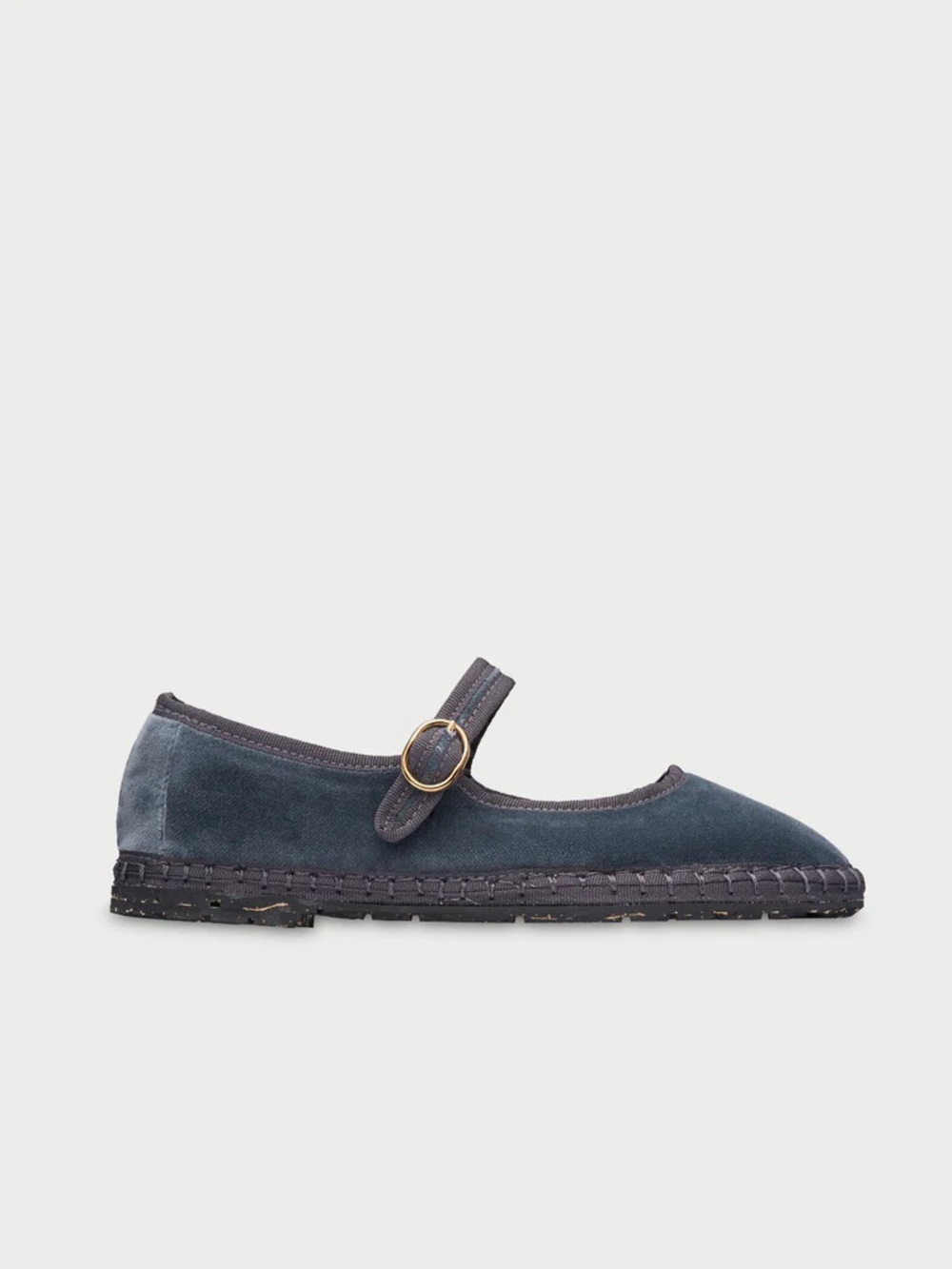 Flabelus Javert Velvet Mary Jane Flats Gray Cotton Velvet Shoes EU 39 NWT